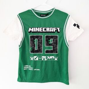 Minecraft Kids Gamer-Core Basketball Jersey Style Tshirt Sporty Streetwear 11-12